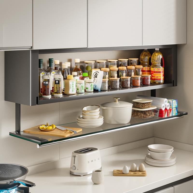 置物架免打孔厨房调料壁挂式吊柜下方调味品盒墙壁收纳整体橱柜架