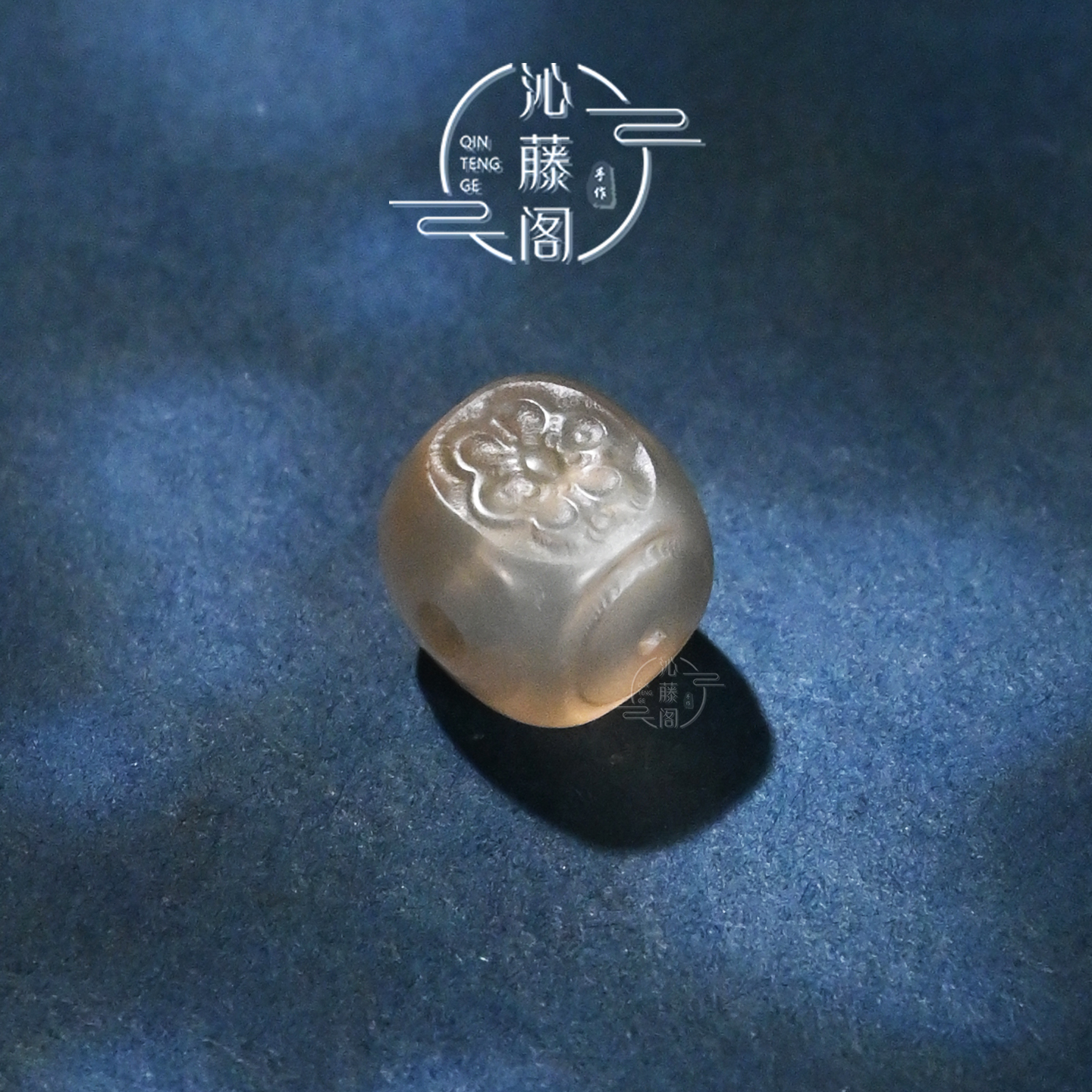 8MM灰月光石格桑花方珠文玩配珠手串手持配饰腰珠顶珠单珠散珠子