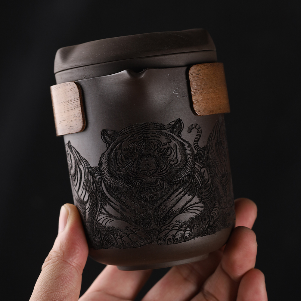 雕刻旅行茶具套装便携包户外快客杯紫砂六杯泡茶杯