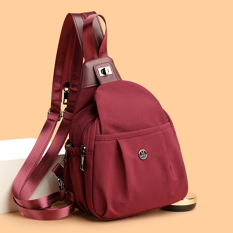 新款防水牛津布多功能双肩背包女韩版户外斜挎胸包时尚休闲单肩包