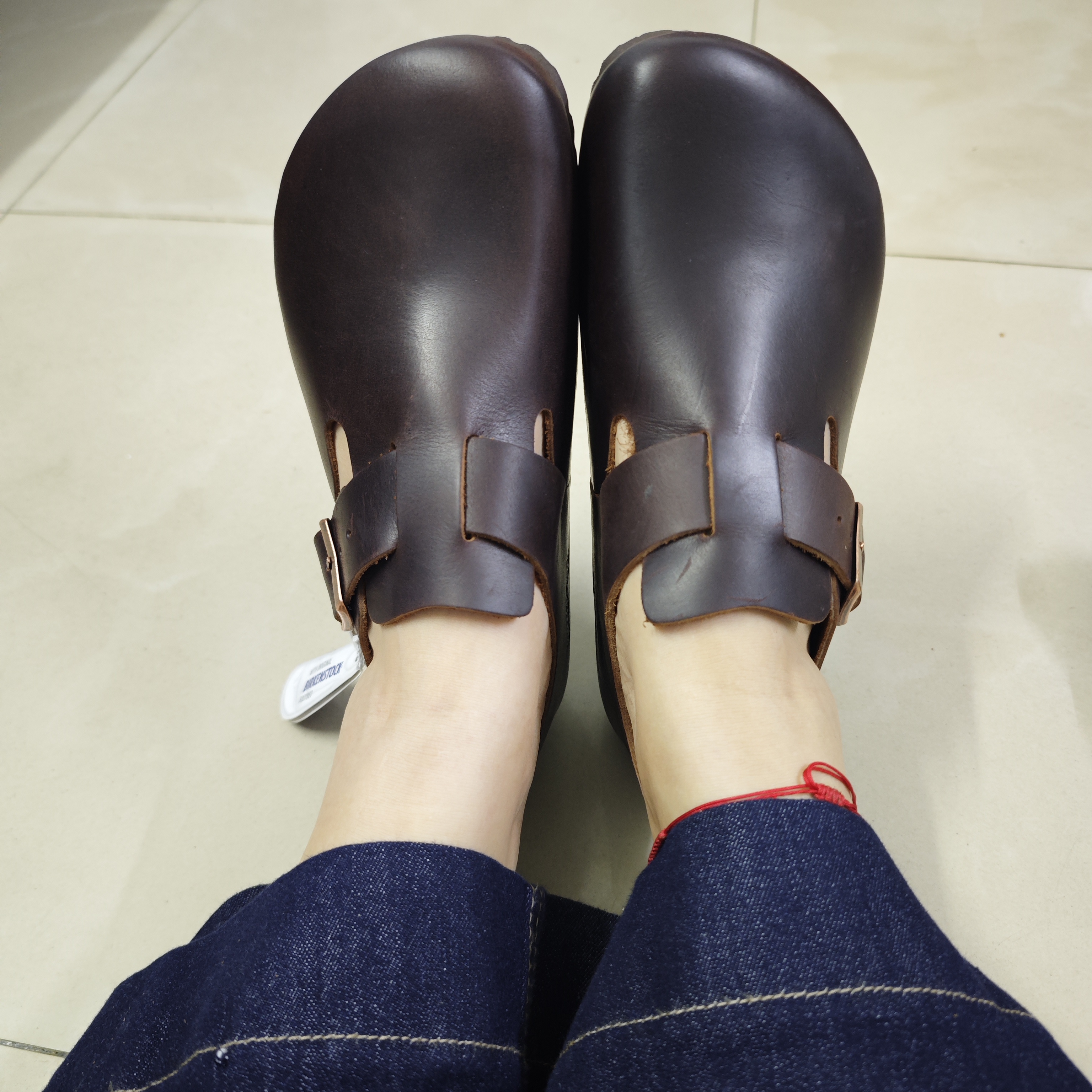 博肯鞋擦色皮时尚平底平跟休闲深口单鞋圆头浅口