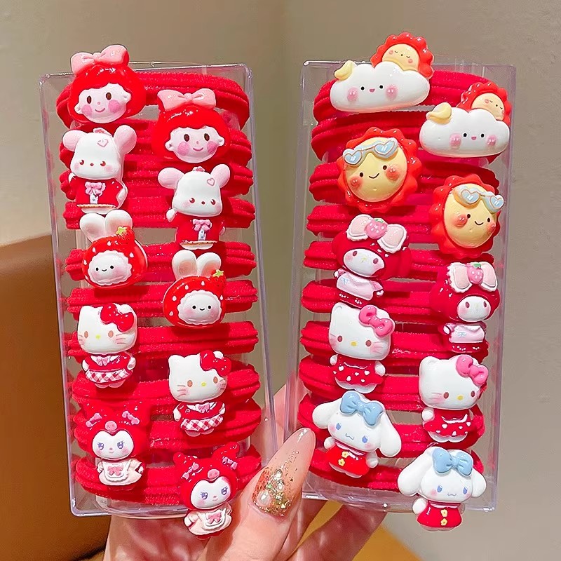 过年喜庆红色头绳女儿童扎头发皮筋高弹力发绳新年氛围感头饰发圈