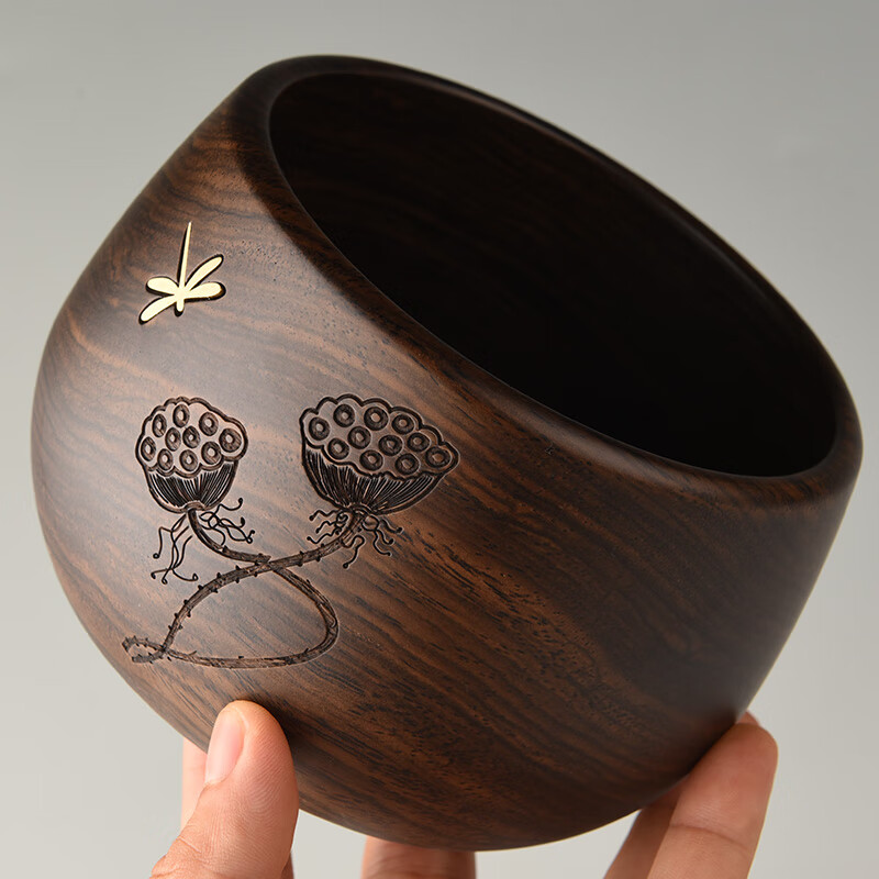 叙锦黑檀木茶洗茶缸办公室茶桌配件茶孟茶渣废水缸茶几摆件杂物桶