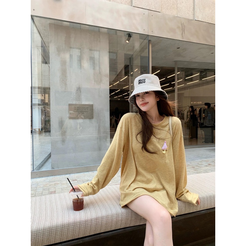 韩系百搭老钱风松弛感女装宽松长袖高级感休闲慵懒风百搭显瘦上衣