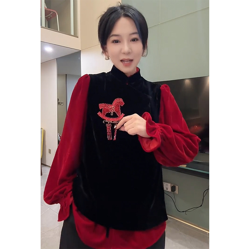 欧洲站2026春季韩版百搭休闲宽松立领衬衫潮新中式国风马甲两件套