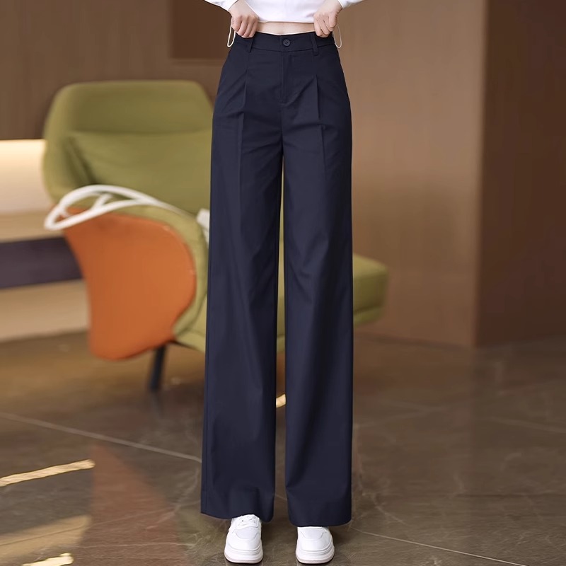 拉夏贝尔西装裤女2025春秋新款女裤百搭垂感休闲裤气质直筒阔腿裤