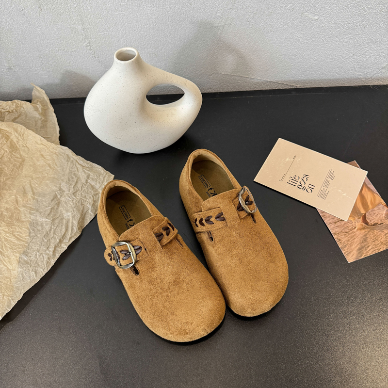 厚底复古内增高勃肯鞋女2025春秋季新款百搭一脚蹬休闲单鞋乐福鞋