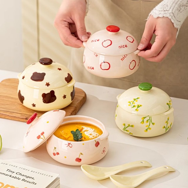 陶瓷炖盅瓦罐蒸蛋碗家用炖汤盅隔水双耳燕窝蒸蛋羹专用碗甜品碗