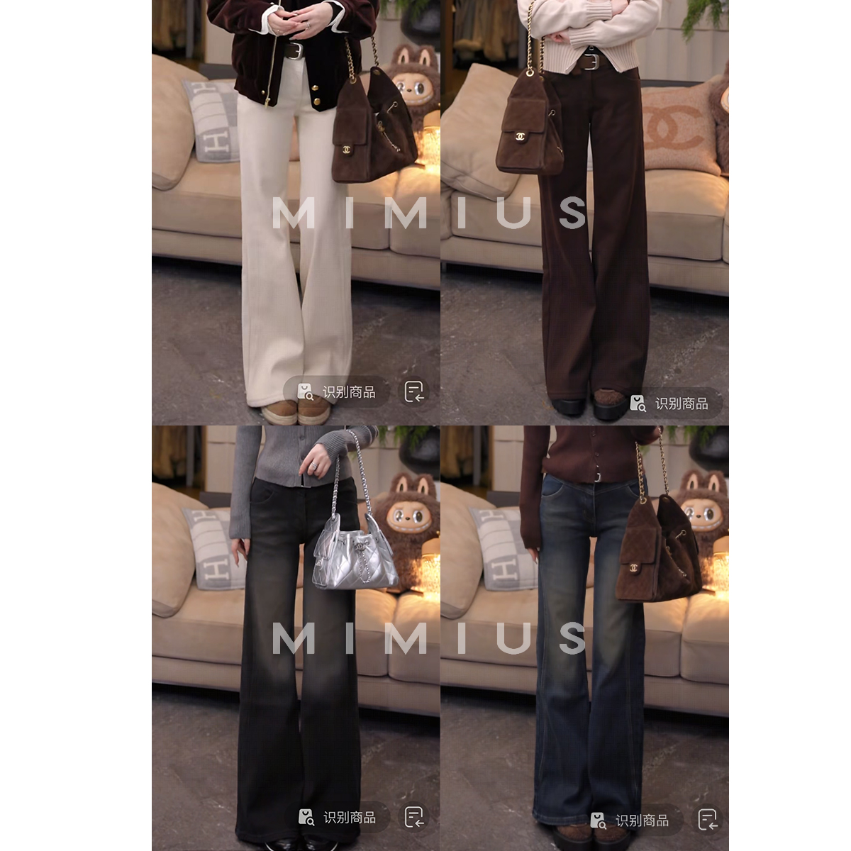 【mimius】P 四面弹加绒加厚中腰直筒牛仔裤（不含腰带） WG11085