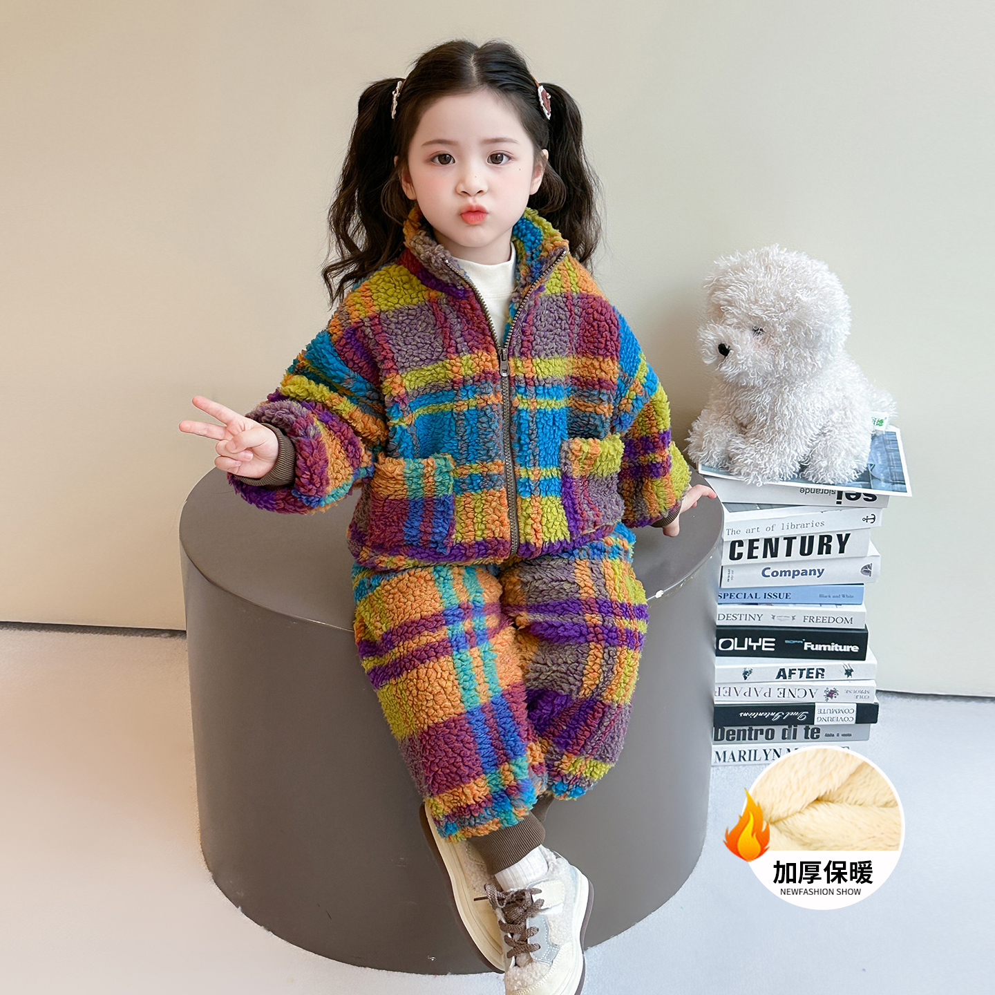 女童睡衣秋冬2025新款儿童洋气宝宝冬季加绒加厚法兰绒家居服套装