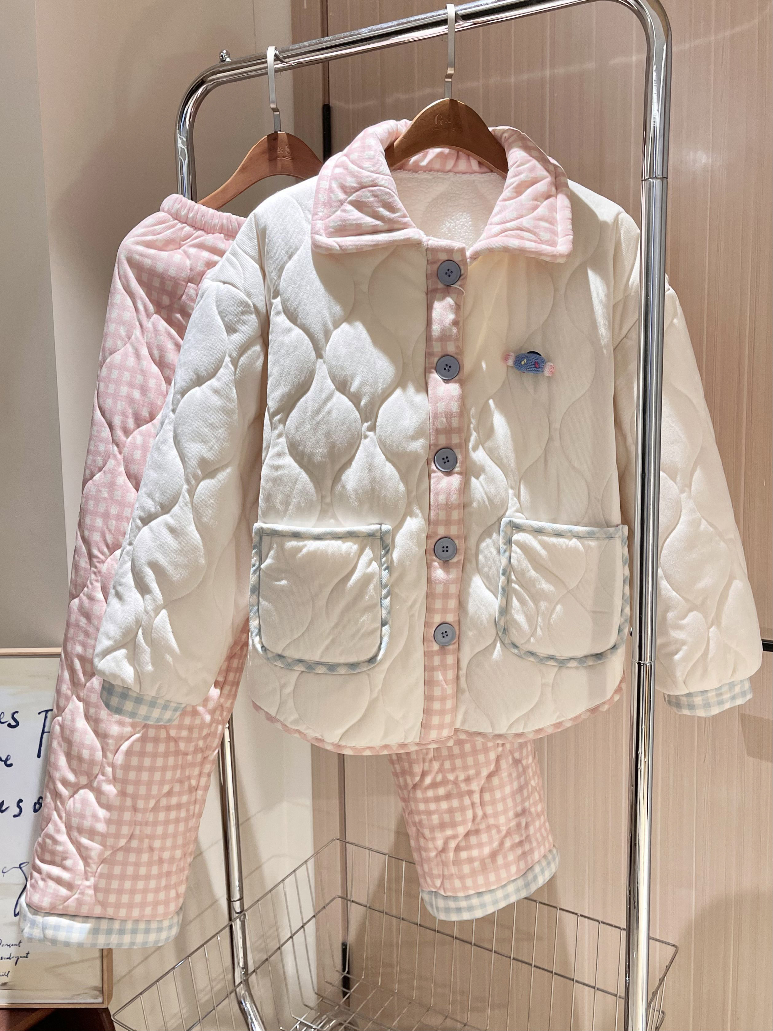 【DMXJ大梦想家】韩系气质甜美夹棉睡衣女秋冬季新款保暖家居服套装