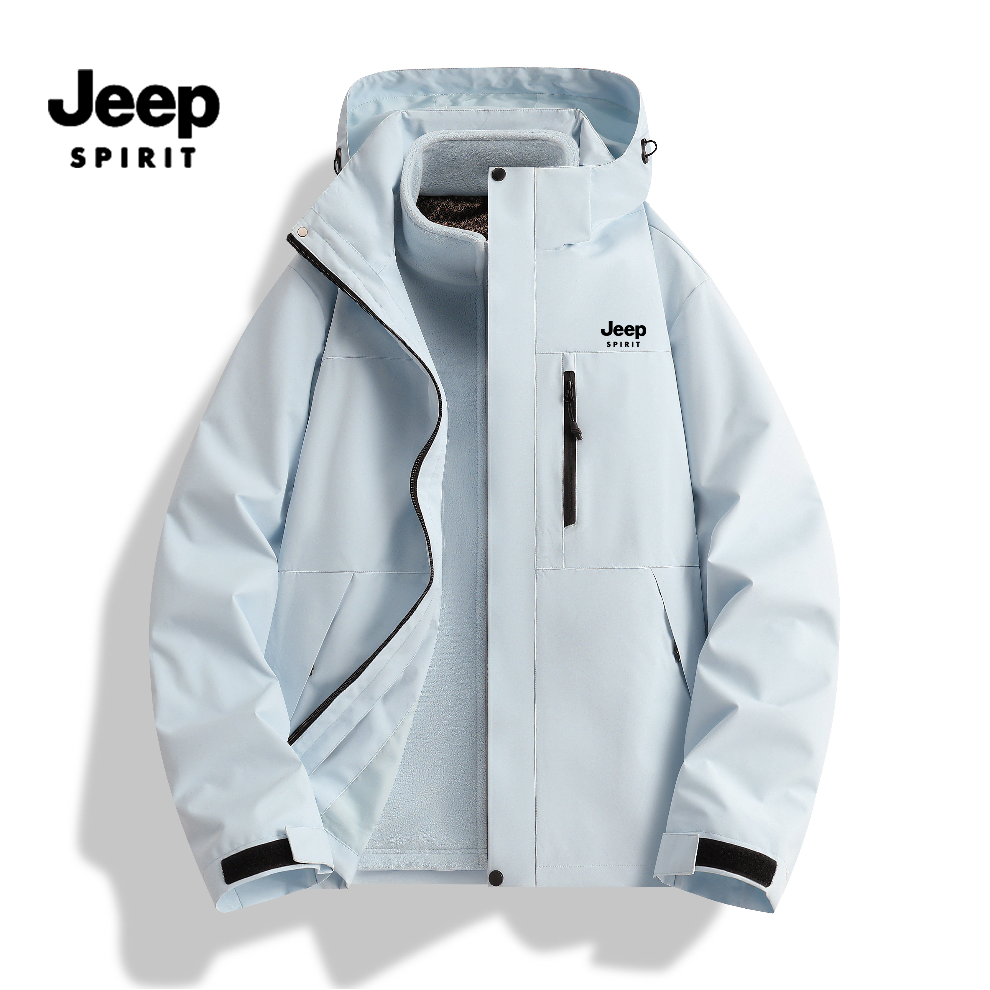 JEEPSPIRIT吉普秋冬户外男女三合一保暖防风保暖连帽夹克外套