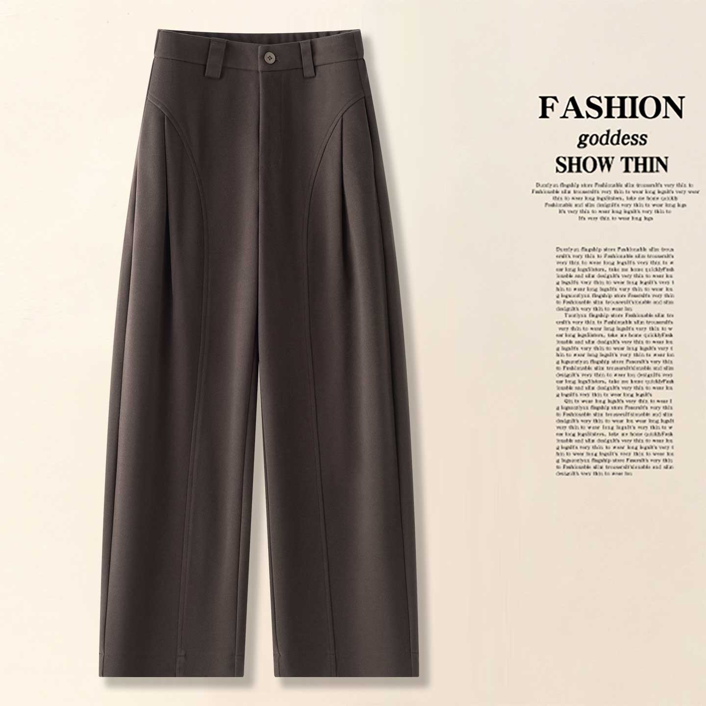 拉夏贝尔巨好看弯刀直筒裤2025新款秋冬宽松时尚高级百搭休闲裤女