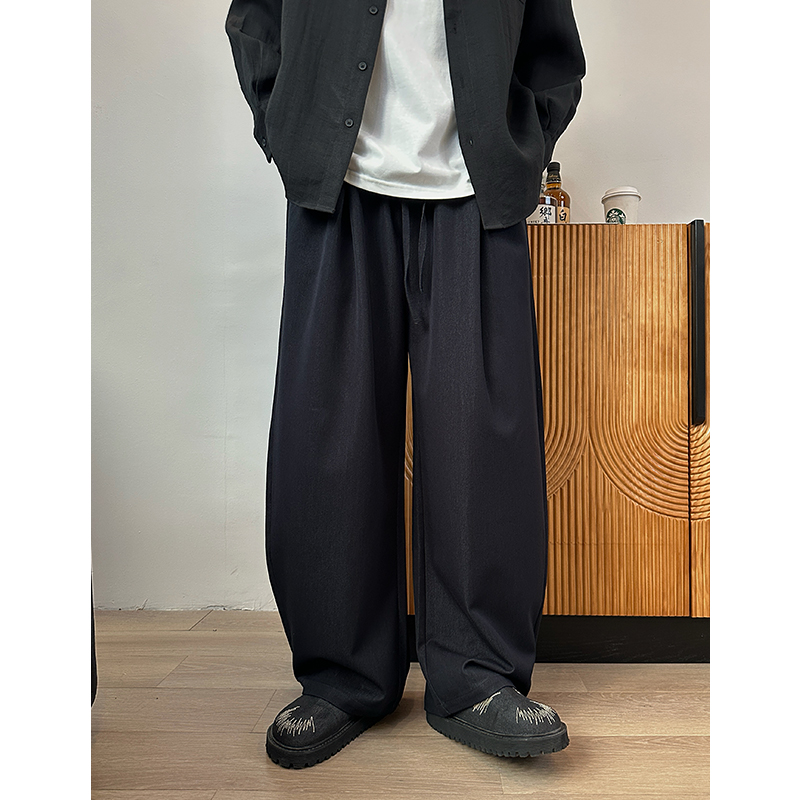 【冬季加厚】【高奢定制面料】【常规和加绒】宽松老钱休闲裤男直筒弯刀