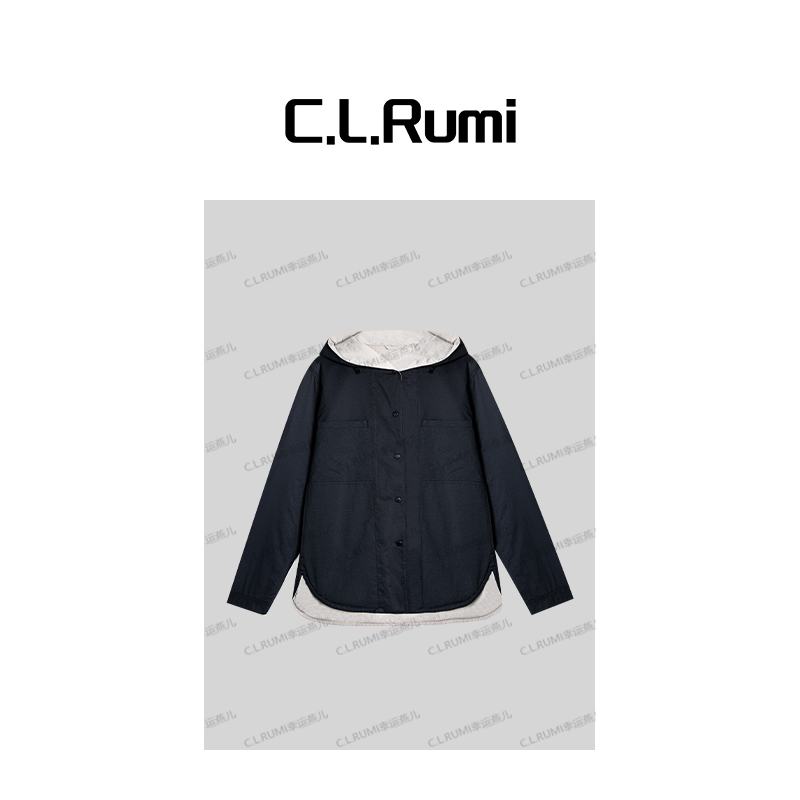 【Rumi时装】25早秋双面穿宽松休闲薄棉服连帽外套7083wt