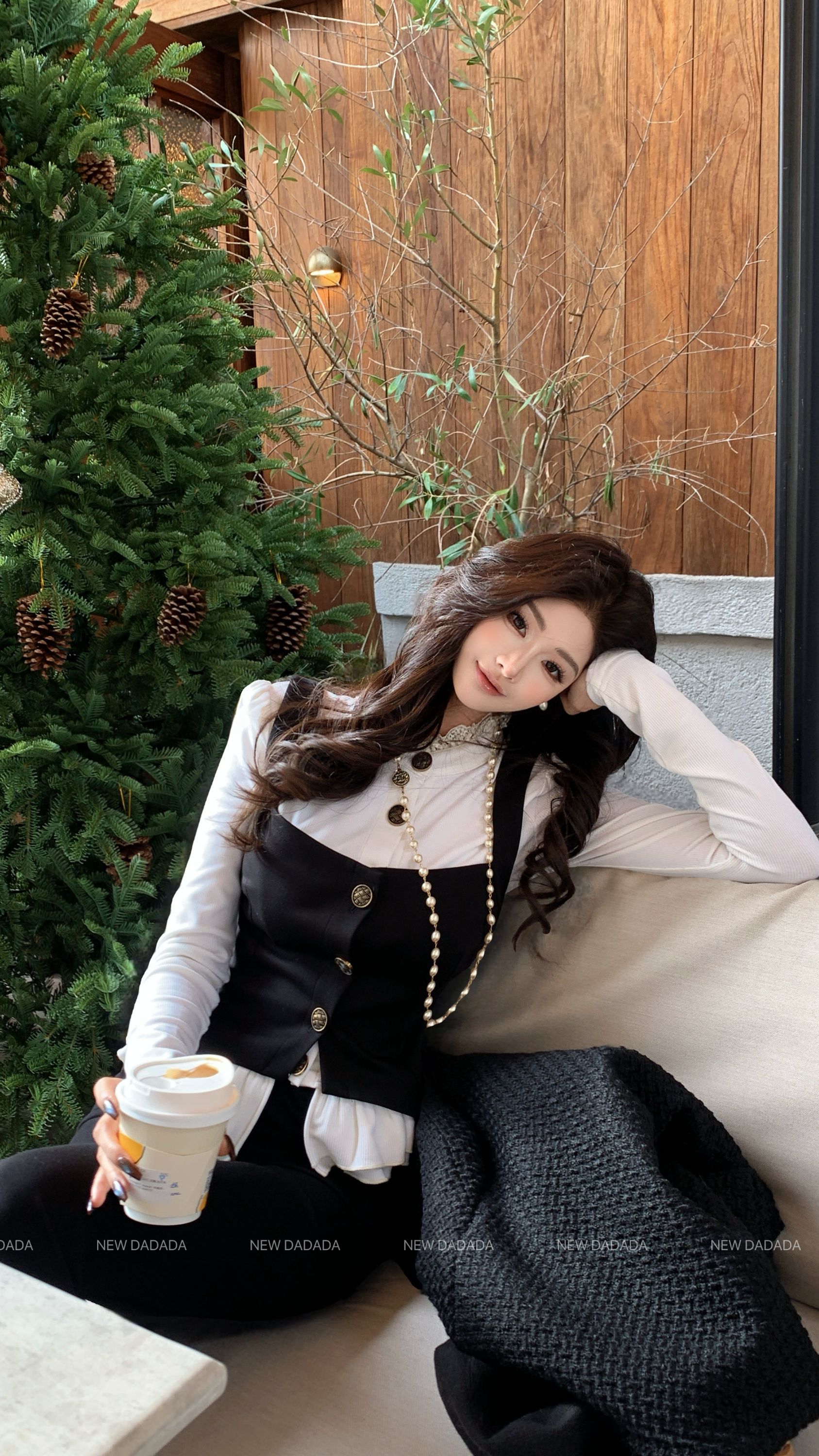 利达 NEW DADADA 秋冬新款衬衫马甲轻奢金属扣气质上衣CUZ2415