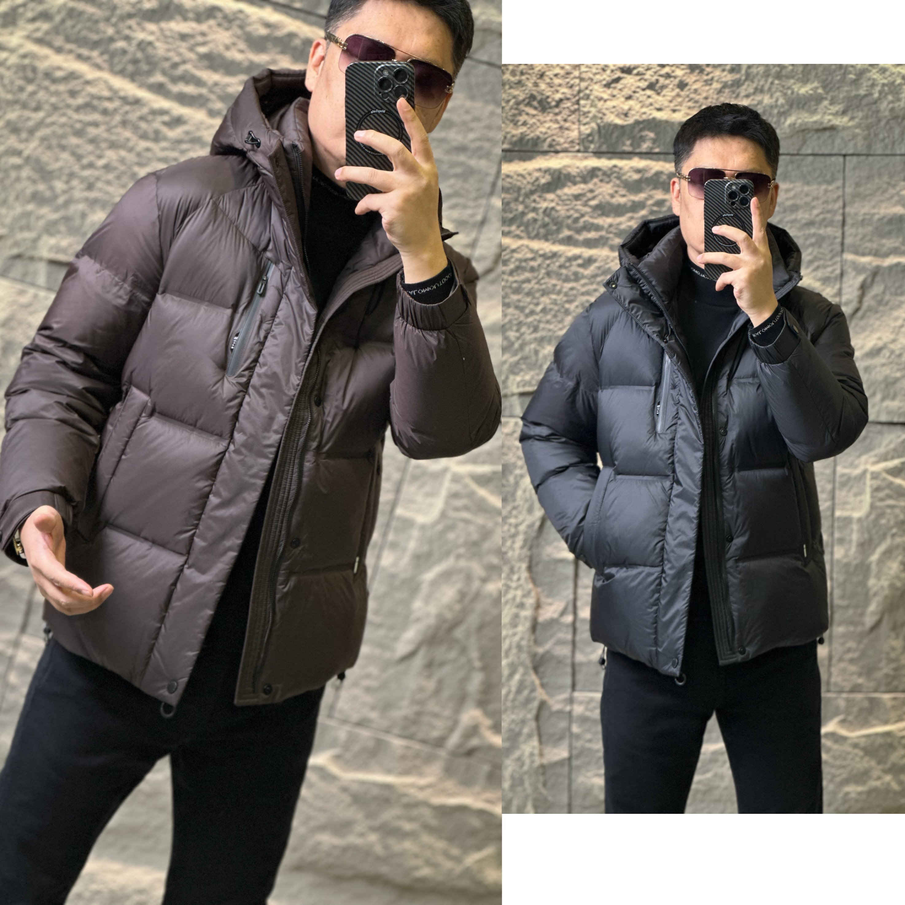 【公元·名品】轻奢男士冬季 美拉德色连帽保暖时尚潮流羽绒服