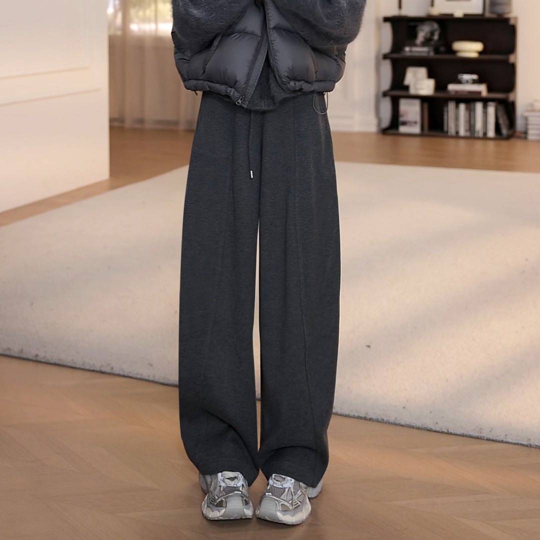 加绒加厚卫裤女2025新款秋冬宽松百搭抽绳高腰显瘦休闲阔腿长裤子