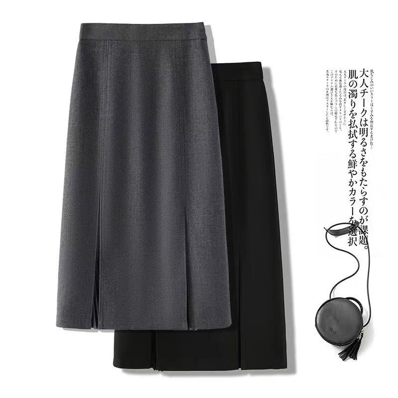 西装半身裙子女装2025秋冬新款中长款高腰显瘦气质开叉包臀裙高档