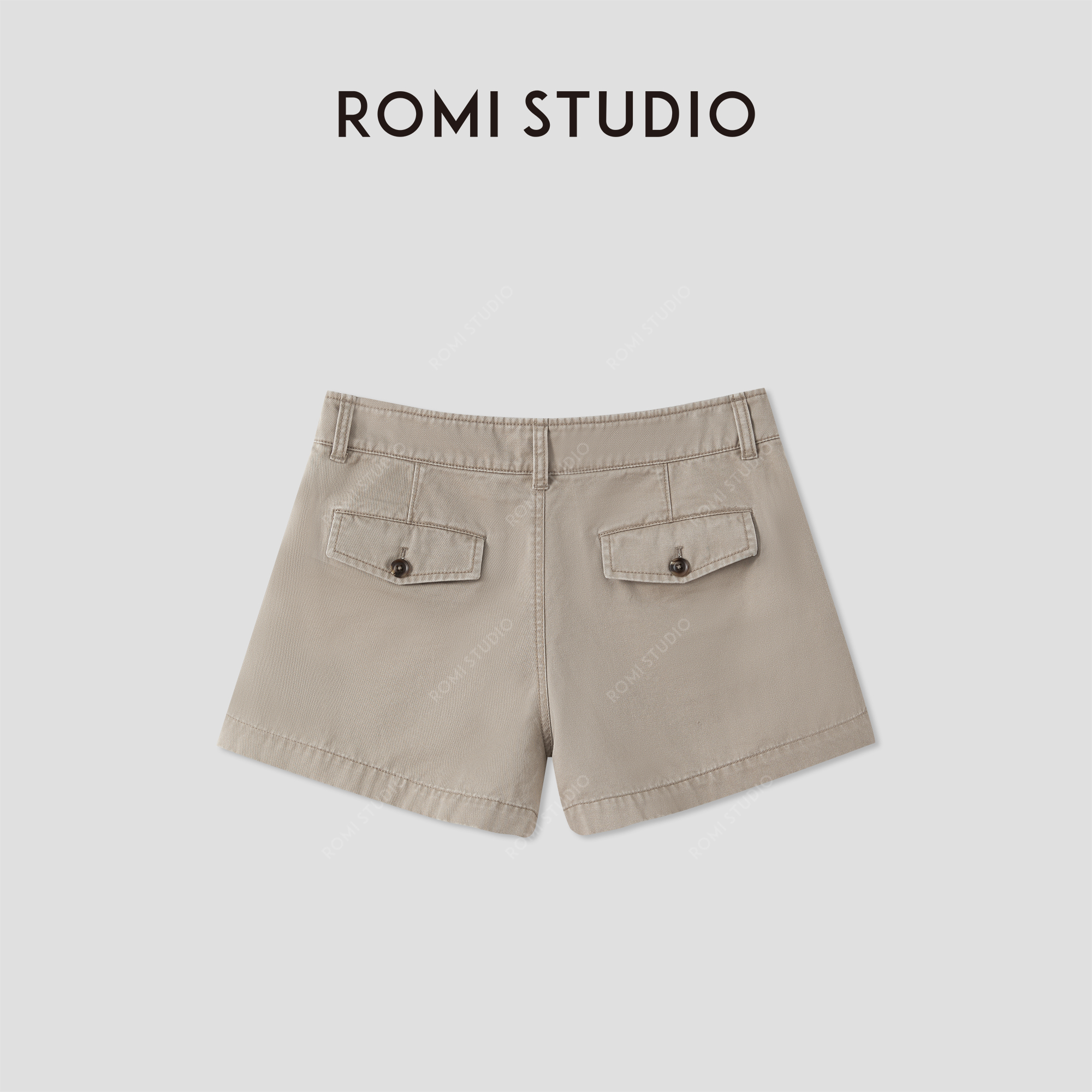 ROMI STUDIO“美式复古”舒适纯棉做旧洗水斜纹休闲短裤 RWCSXY2692