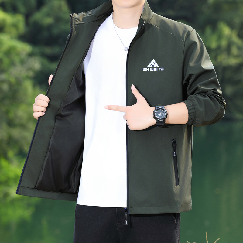 2025春秋季免烫男士立领夹克休闲薄款户外韩版运动青年外套立领