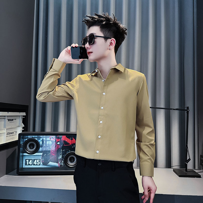 休闲长袖上衣男痞帅男士衬衫秋季春秋韩版潮流衬衣时尚百搭夏季