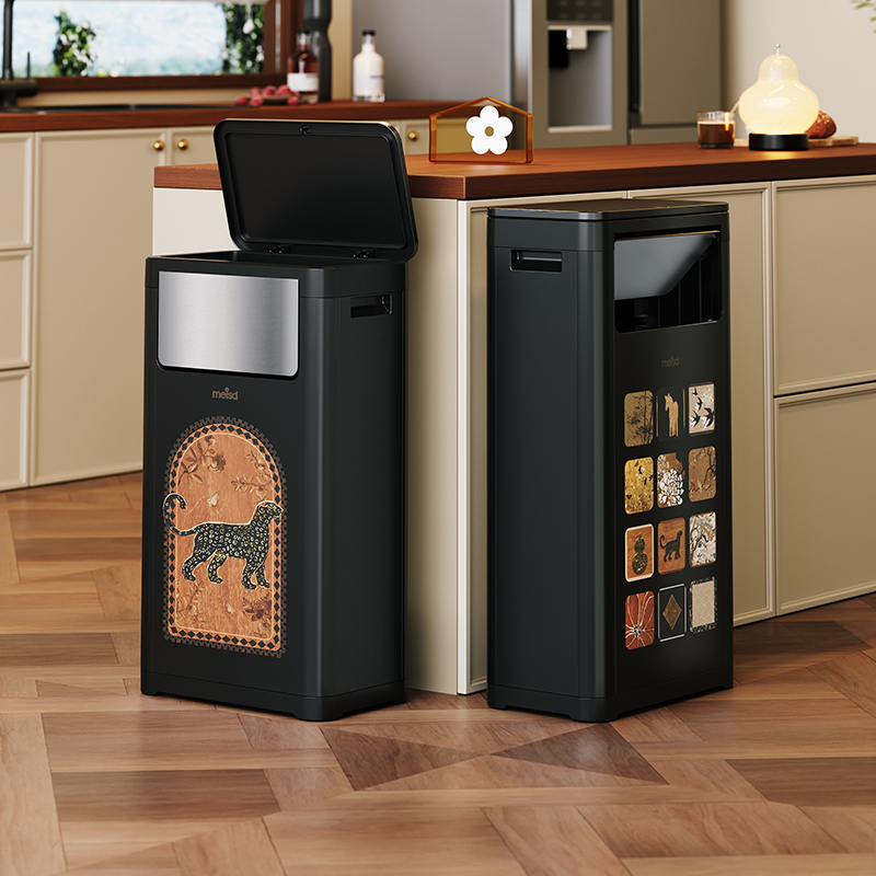 美世达超大容量垃圾桶厨房专用中古风卫生桶家用客厅卧室纸篓
