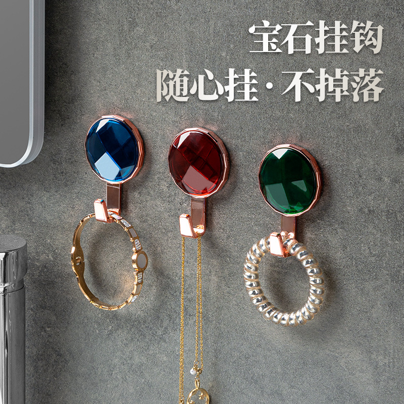 塑料单钩轻奢挂钩免打孔贴粘胶卫生间粘钩强力浴室门后无痕挂衣钩