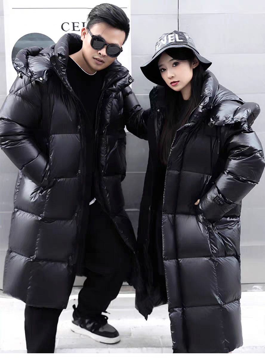 2025年90鸭绒冬季静奢情侣款服保暖韩版简约大气冬装连帽加厚长款