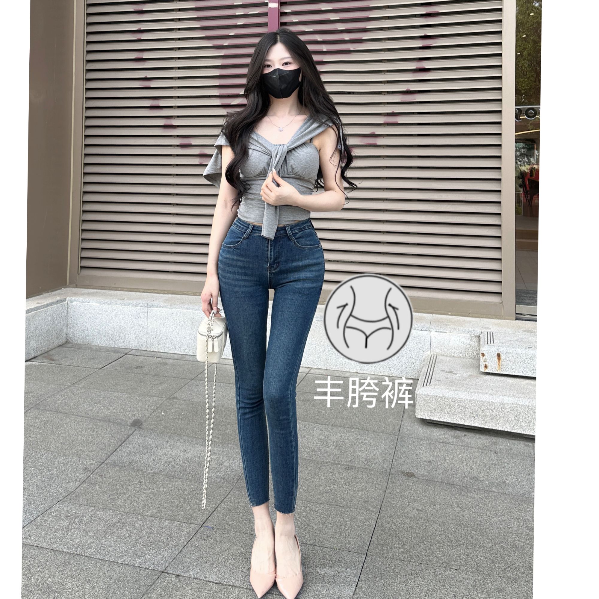 纯欲酒杯腿~丰胯小脚裤弹力修身提臀铅笔裤显瘦细腰牛仔裤