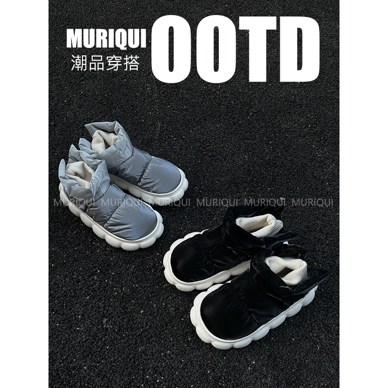 MURIQUI Normcore雪地靴男冬季百搭外穿高帮加绒保暖情侣面包棉鞋