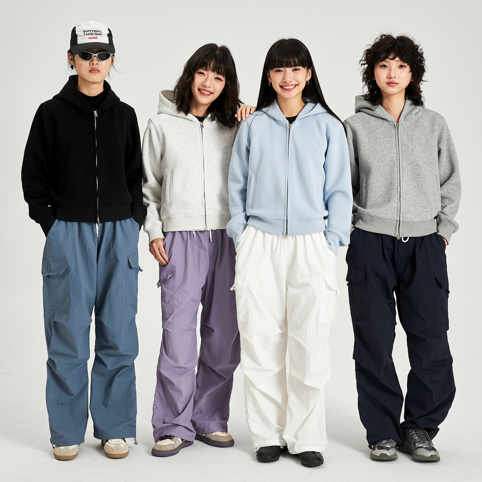 OWOX「黄金比例」美式街头短款开衫连帽卫衣女ins潮流帽衫