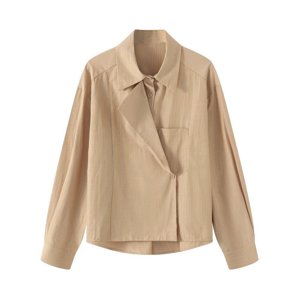 AOSER法式条纹长袖衬衫休闲时尚百搭宽松女装衬衫8703