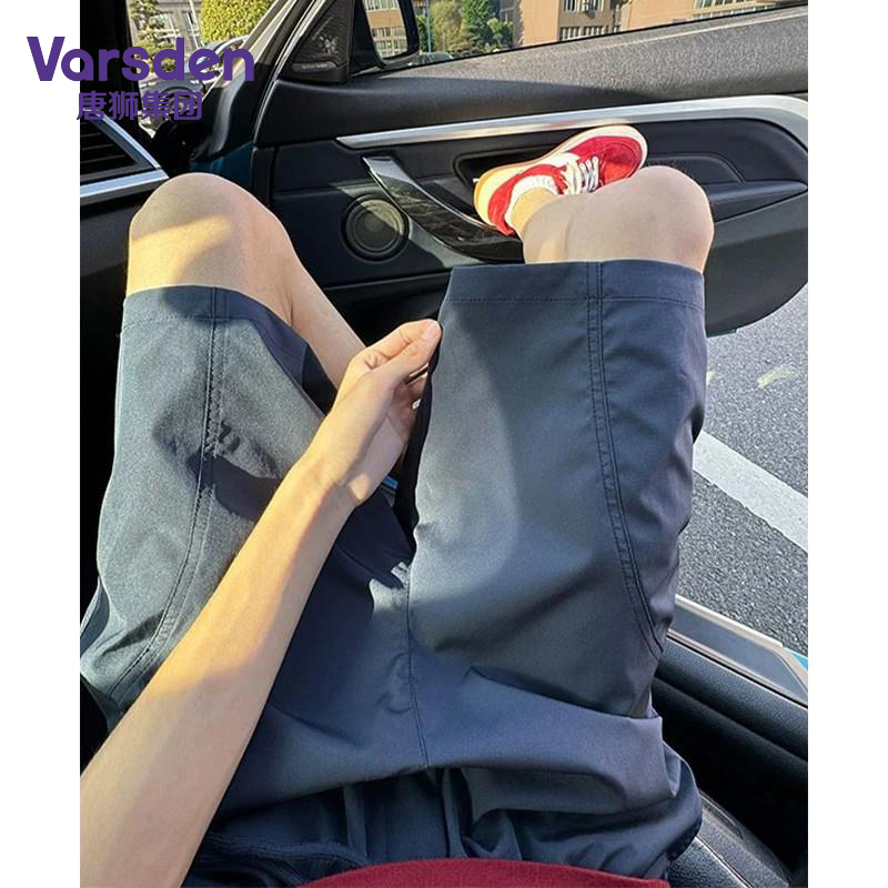 唐狮集团Varsden美式斜切薄款拼接短裤男夏季速干冰丝潮流运动裤