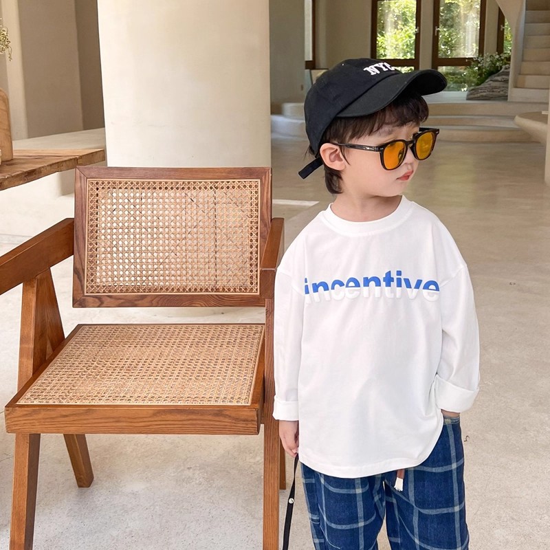 儿童韩系圆领长袖潮2025新款洋气男宝宝秋装衣服男童酷帅T恤春秋
