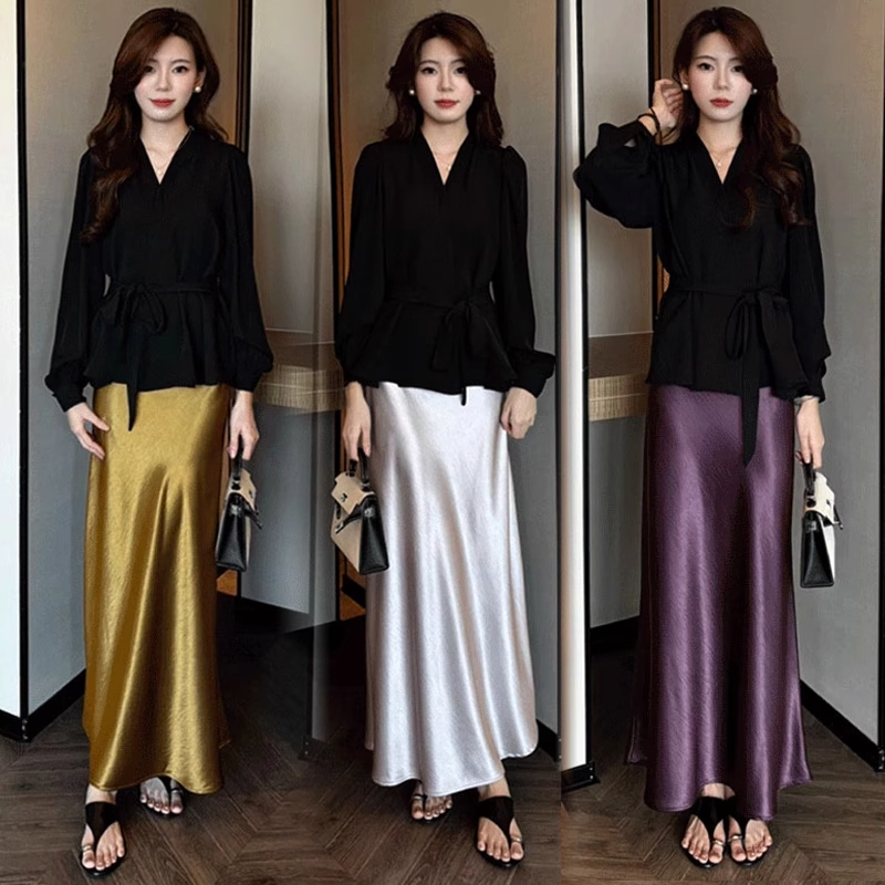 时尚套装女2025秋季新款洋气显瘦收腰长袖衬衫半身裙减龄两件套潮
