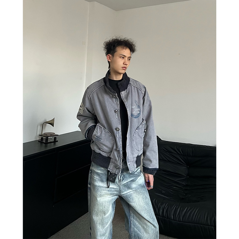 XENON 重工水洗夹克棉服男女冬季美式复古vintage加绒情侣外套潮