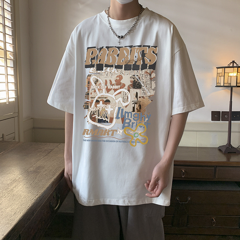 特大码300斤男款纯棉短袖潮牌夏季港风宽松青少年半袖t恤运动大码