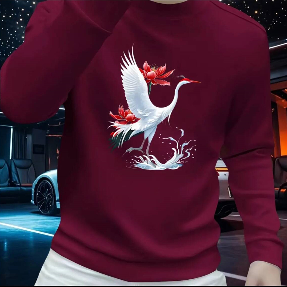 新款男士圆领加绒卫衣秋冬季潮流休闲百搭长袖时尚青年内搭上衣男