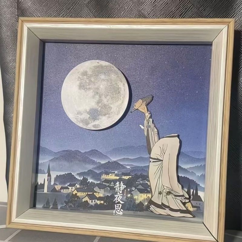 双11好物【李白静夜思】举头望明月小夜灯钥匙扣玩具李白同款声控灯