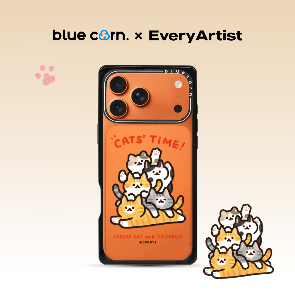 蓝色苞米联名奶酪喵团 猫咪时间适用iPhone17/16/PM毛茸茸手机壳