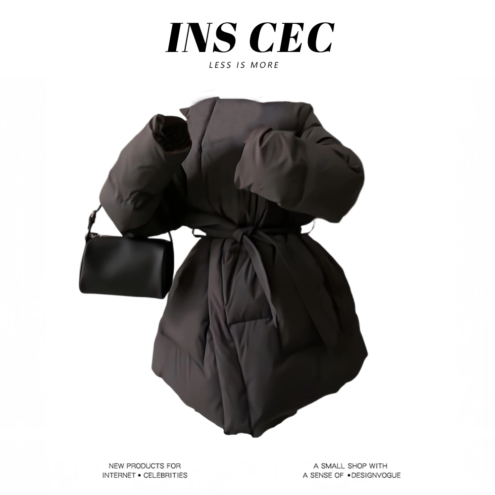 MARIE.COCO韩系温柔风减龄棉服新款加绒保暖面包服外套绑带棉衣