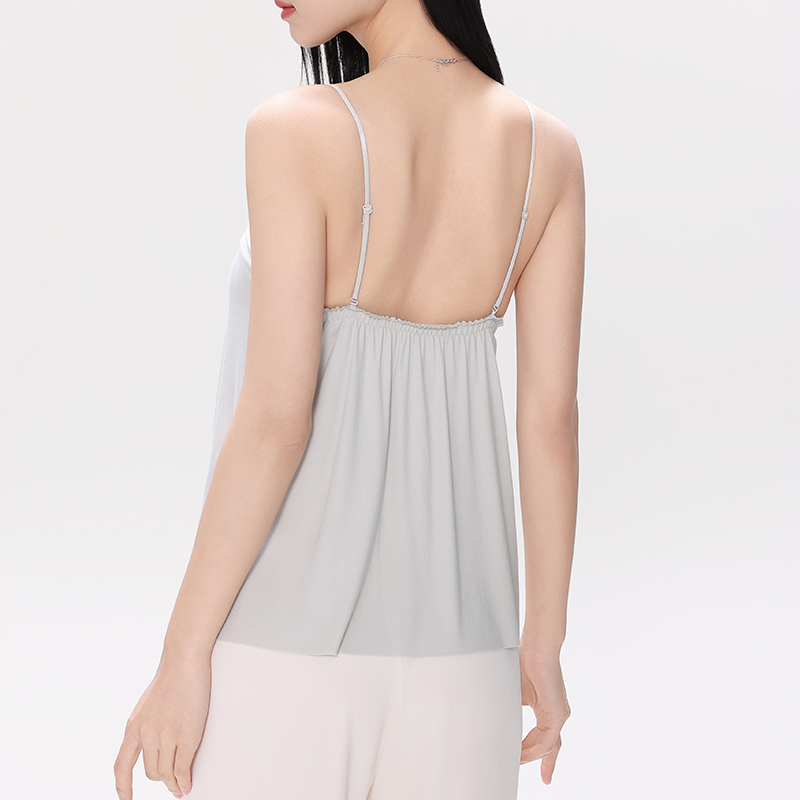 V领细肩带莫代尔宽松抹胸美背内衣带胸垫内搭吊带背心女夏天薄款