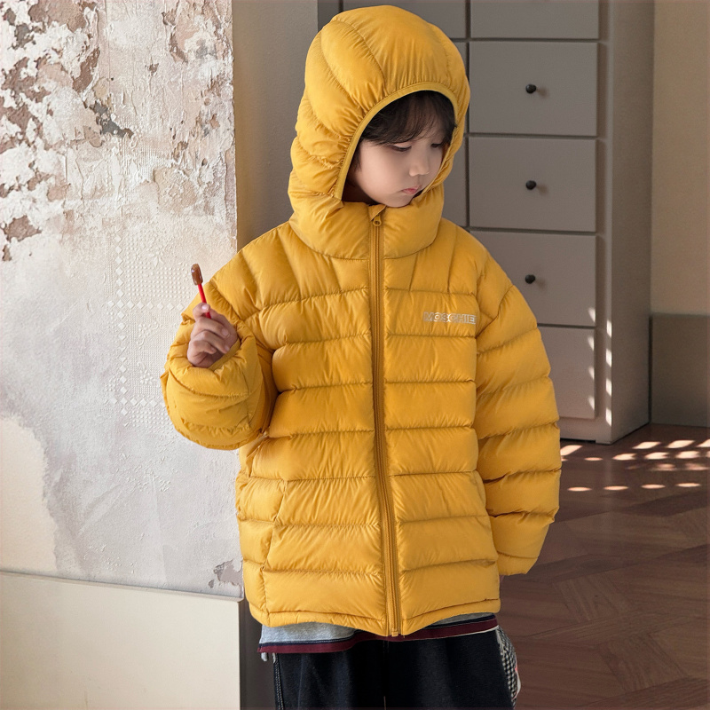 儿童轻薄款排骨羽绒服男童女童中大童韩版新款白鸭绒连帽童装外套