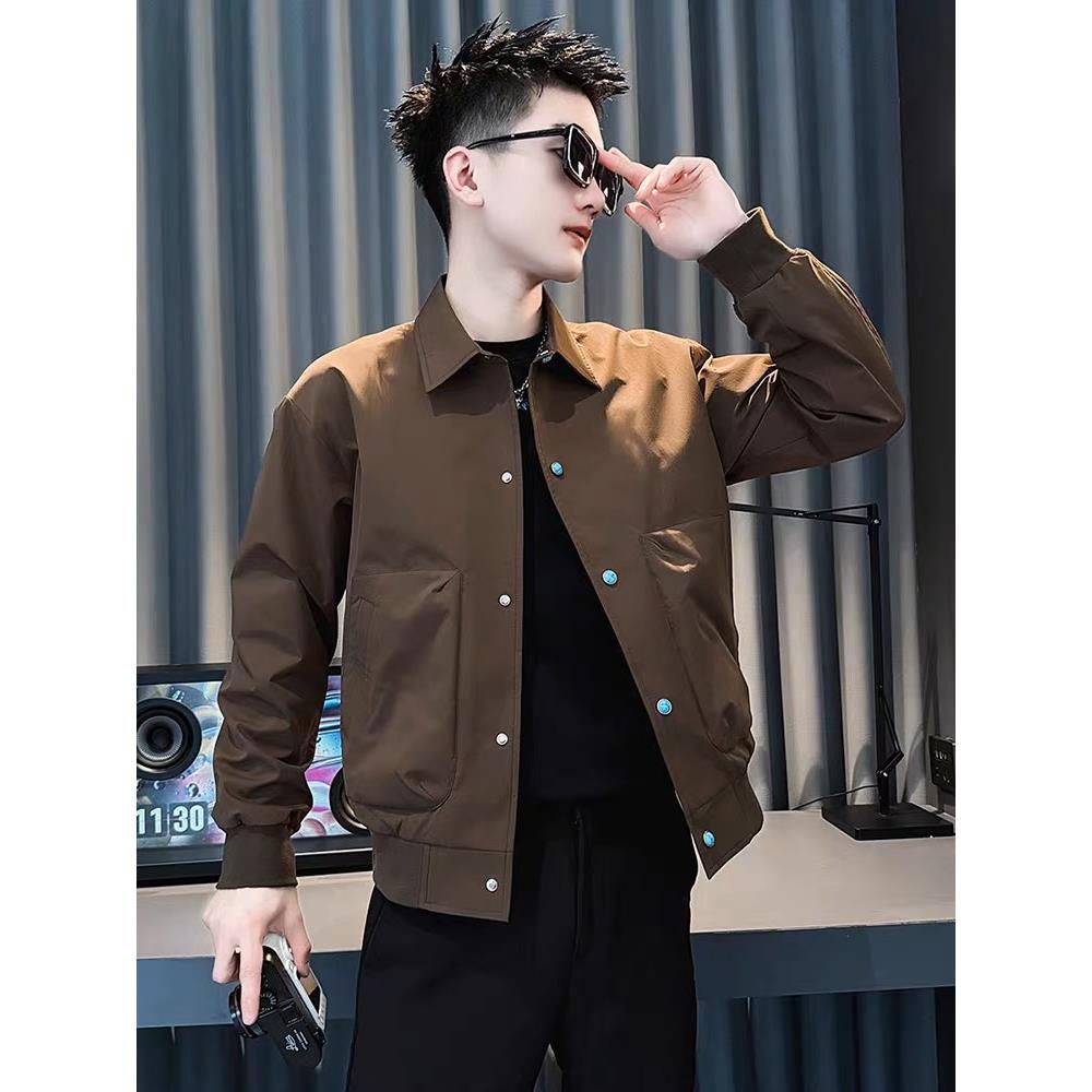 痞帅潮流工装外套男士秋冬季新款高级感百搭翻领青年修身休闲夹克