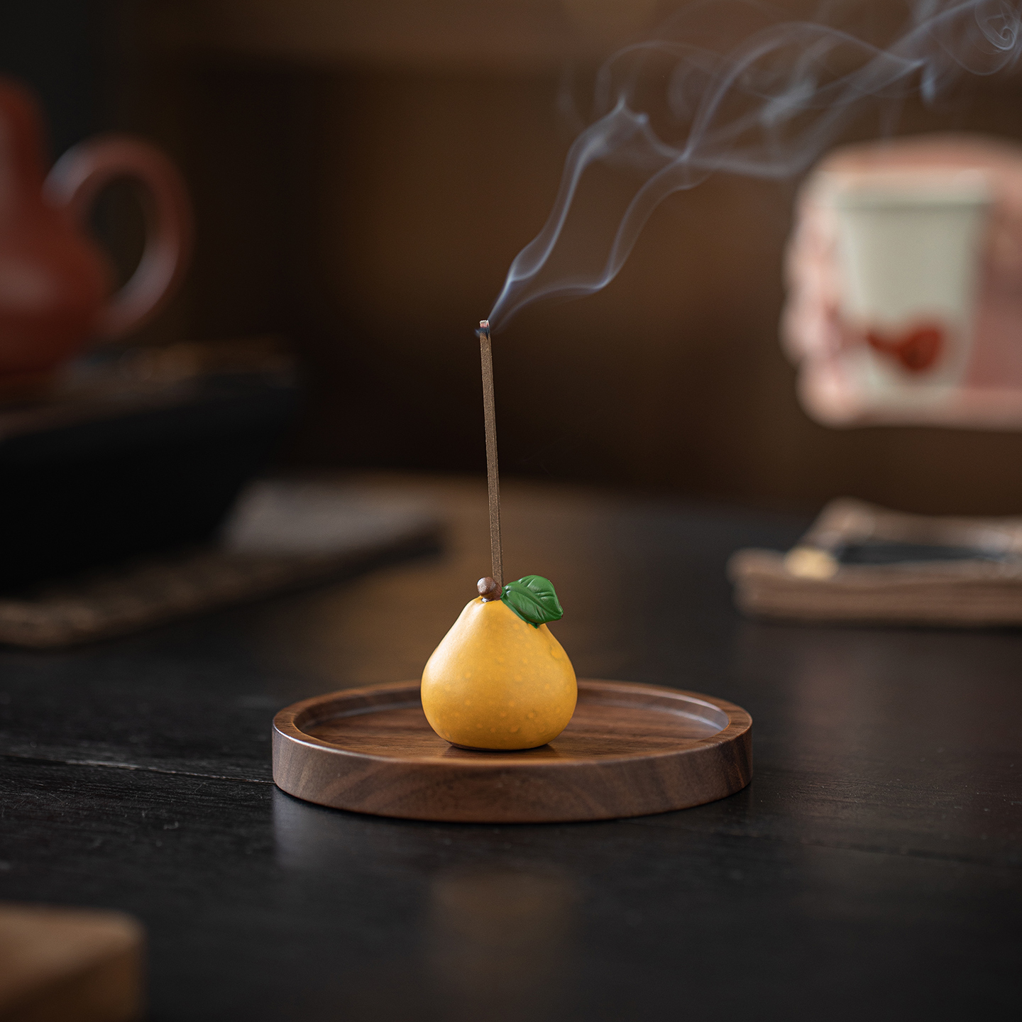 创意陶瓷小柚子线香炉立香插香座托家用室内点香器禅意茶桌香薰炉
