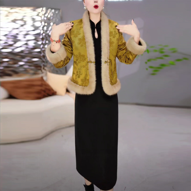 冬季加厚百搭《外套＋连衣裙》两件套显瘦修身高贵洋气气质时尚套装-