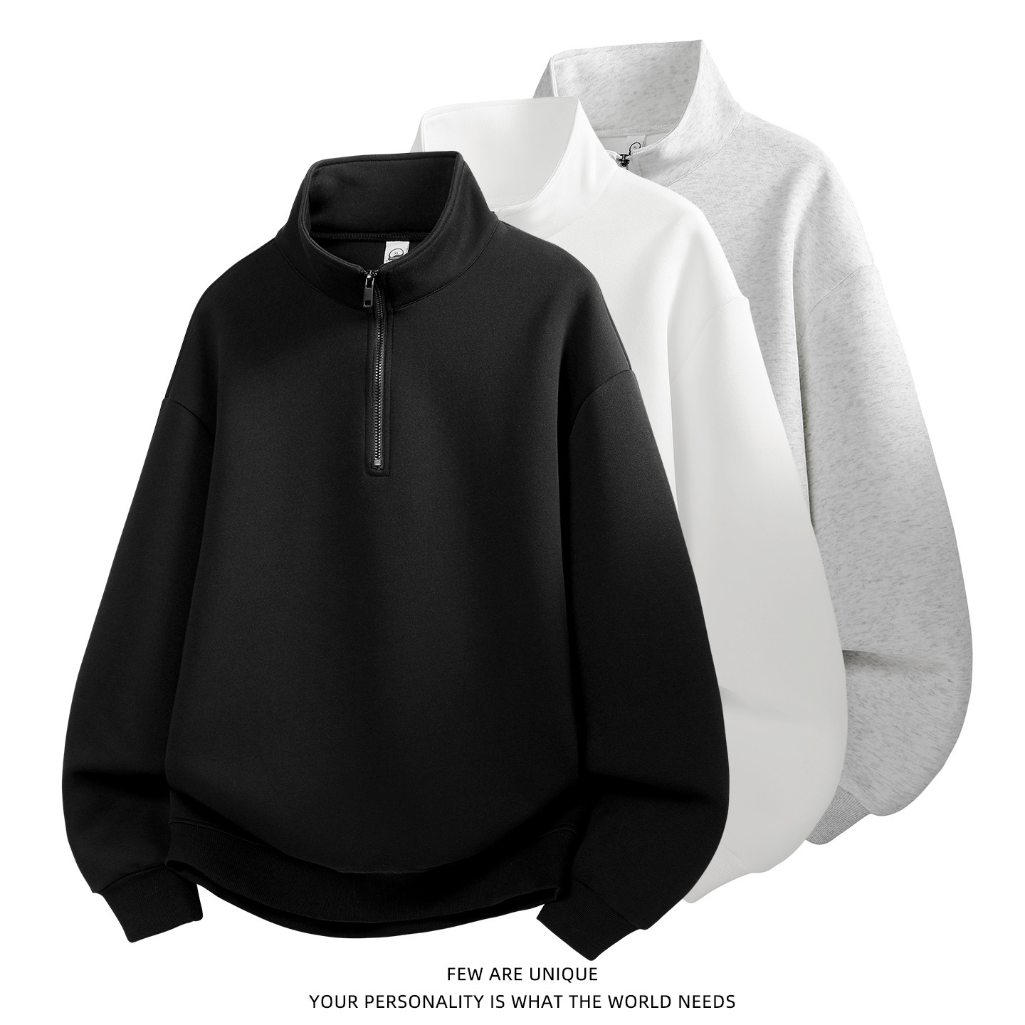 玛斯柏美式半拉链立领卫衣男士秋冬季加绒加厚潮牌设计感套头衣服