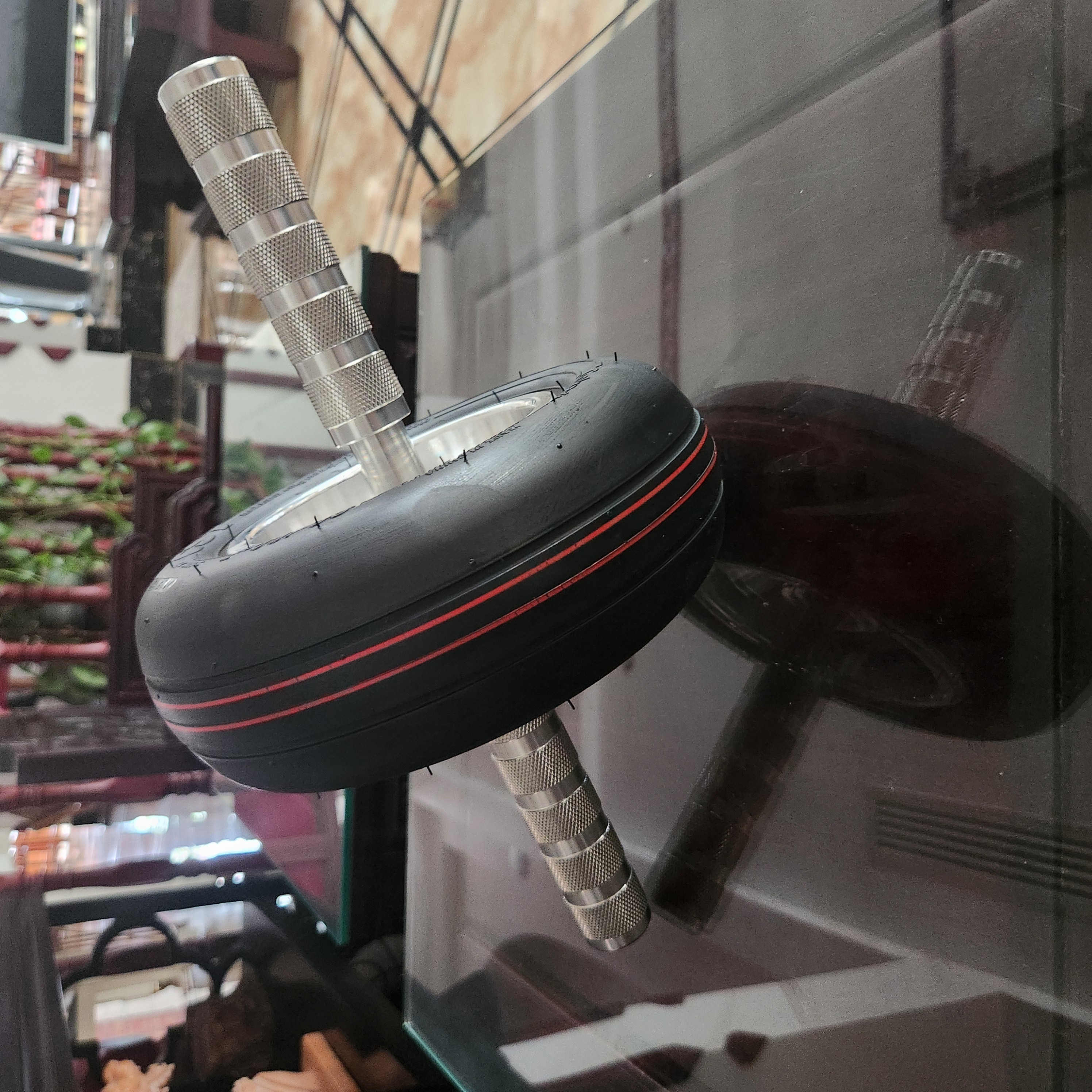 健腹轮真空胎铝合金轮毂直径23不锈钢压花手柄直径32.单边长度165