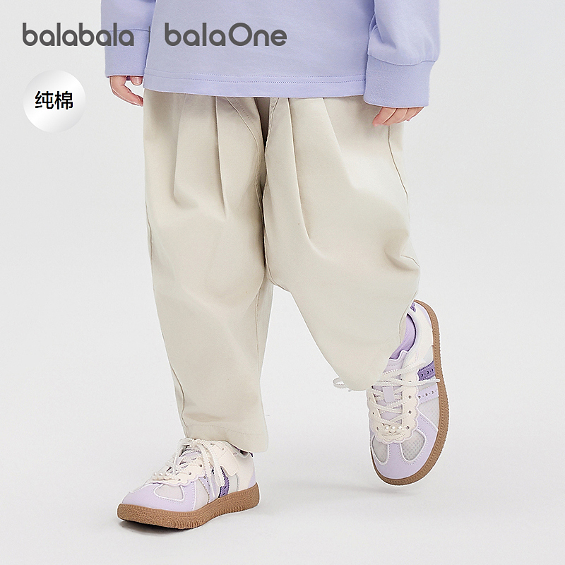 【balaOne】巴拉巴拉宝宝长裤纯棉裤子女童2025秋休闲裤甜美时尚